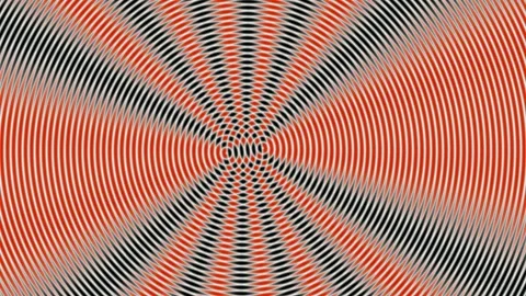 Optical illusion featuring two sets of concentric rings in vibrant red Stock Footage 337859119
