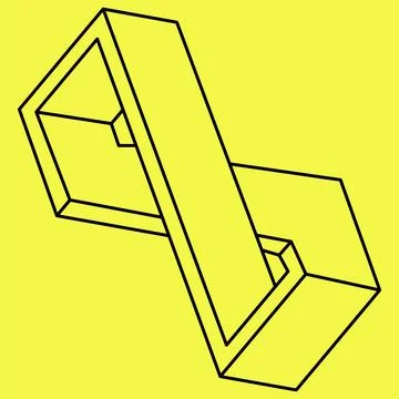 Optical illusion figure. Impossible object. Line geometric shapes. Escher style Stock Illustration