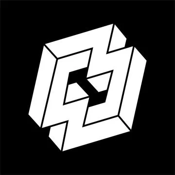 Optical illusion figure. Impossible object. Line geometric shapes. Escher style Stock Illustration