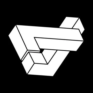 Optical illusion figure. Impossible objects. Line geometric shape. Escher style 스톡 일러스트