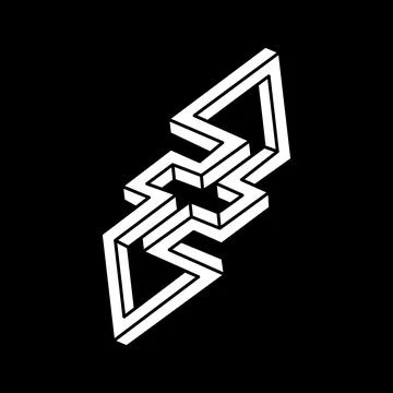 Optical illusion figure. Impossible objects. Line geometric shape. Stockillustratie