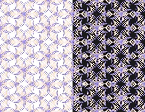 Optical illusion floral seamless pattern. Hand drawn ink brush line ornament Stock Illustration
