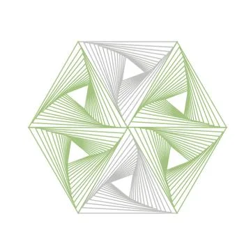 Optical illusion forming hexagon with triangles- Line composition forming differ Stock Illustration