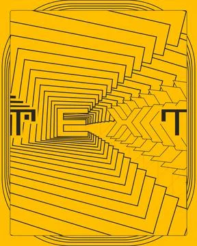 Optical Illusion Geometric Poster Yellow Black Symmetry Steps Perspective Design Illustration