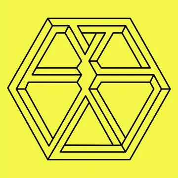 Optical illusion. Geometric shape. Impossible hexagon. Optical art. Stock Illustration