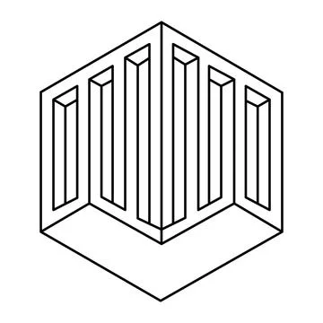 Optical illusion, hexagon, geometric element, vector illustration. Impossible Stock Illustration