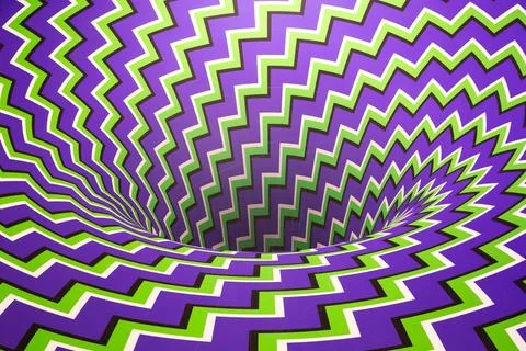 Optical illusion horizontal background. Abstract curves, geometric effect. Stock Photos