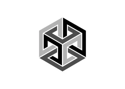 Optical illusion, Impossible cube, isometric drawing. Logo Abstract design イラスト素材