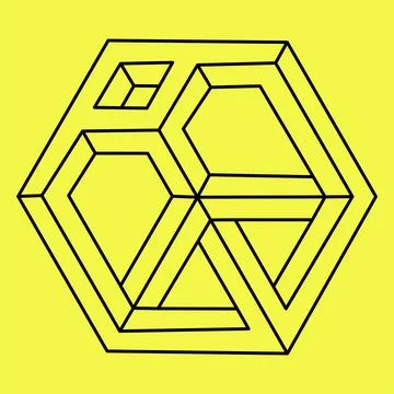 Optical illusion, Impossible cube, isometric shape. Logo abstract infinite Stock Illustration