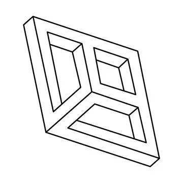Optical illusion, impossible figure, isometric drawing. Stock Illustration