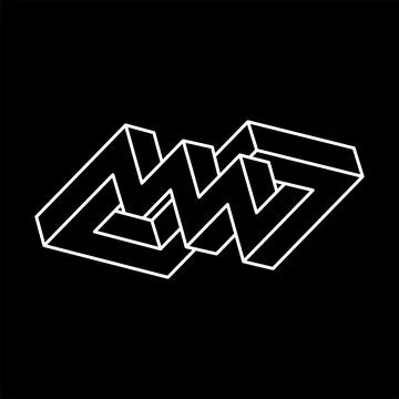 Optical illusion, impossible figure, optical art shape. Geometric object. Stock Illustration