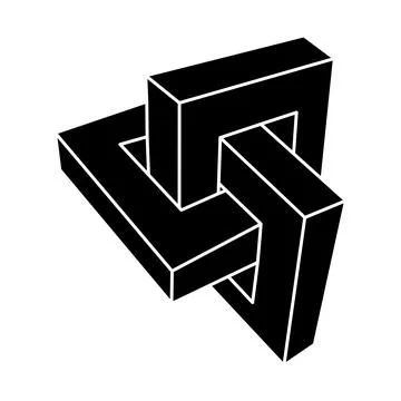 Optical illusion, impossible figure, optical art shape. Unreal geometric object Stock Illustration