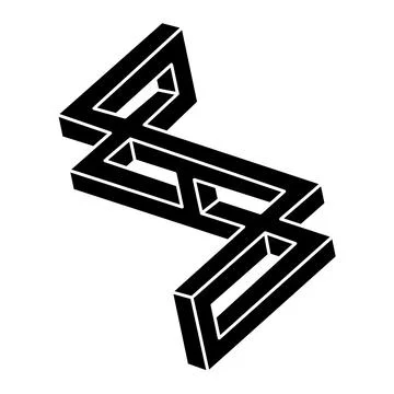 Optical illusion, impossible figure, optical art shape. Unreal geometric object Stock Illustration