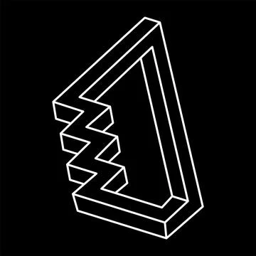 Optical illusion, impossible figure, white lines on a black background, optical Stock Illustration