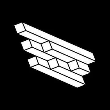 Optical illusion. Impossible object. 3d illustration. Stock Illustration