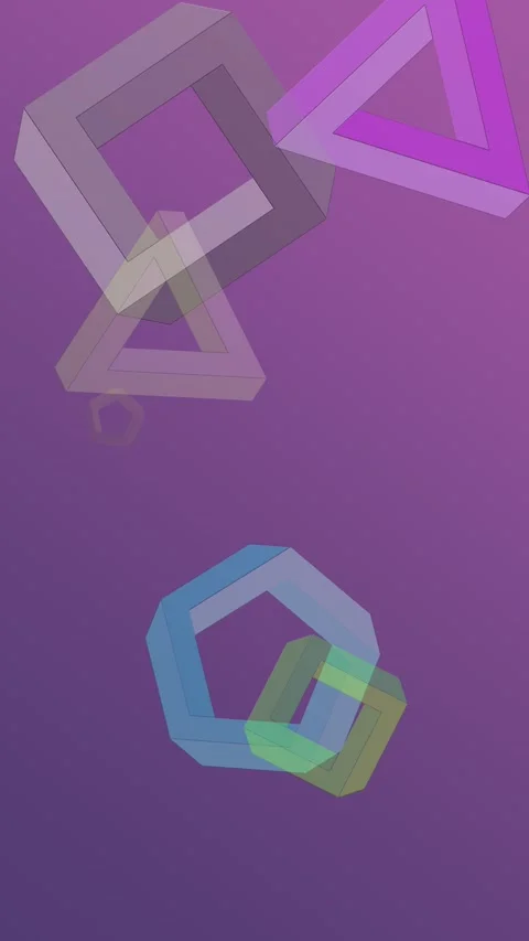 Optical Illusion Impossible Polygon Loop Pastel Geometric Animation Stock Footage 336240372