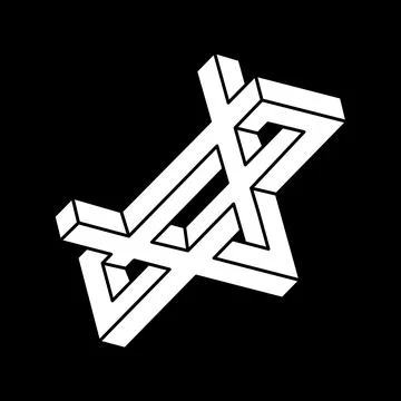 Optical illusion. Impossible shape. Escher paradox. Optical art object Stock-Illustration