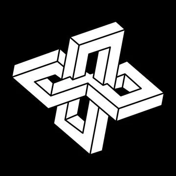 Optical illusion, impossible shape. Optical art object. Geometric figure. Escher Stock Illustration