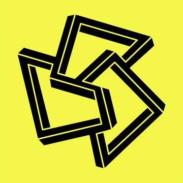 Optical illusion. Impossible shapes. Abstract eternal geometric object 库存插图