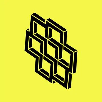 Optical illusion. Impossible shapes. Optical art object. Geometric figures. Stock Illustration