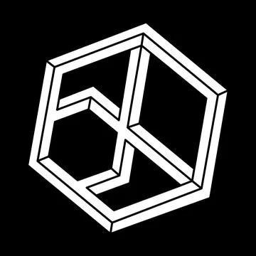 Optical illusion. Impossible shapes. Optical art object. Geometric figures. Stock Illustration