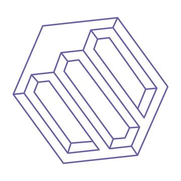 Optical illusion. Impossible shapes. Sacred geometry figure. Tattoo in trendy Stock Illustration