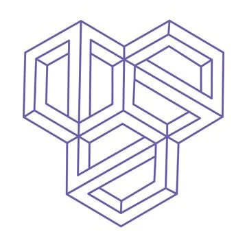 Optical illusion. Impossible shapes. Sacred geometry figure. Tattoo in trendy Stock Illustration