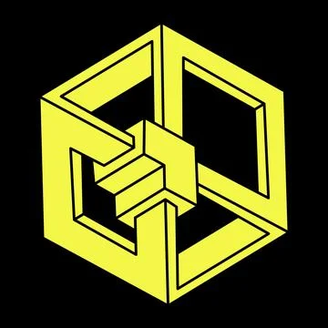 Optical illusion. Impossible shapes, vector. Escher paradox. Optical art object Stock Illustration