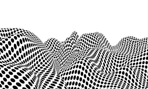 Optical illusion lines background. Abstract 3d black and white illusions Illustrazione stock