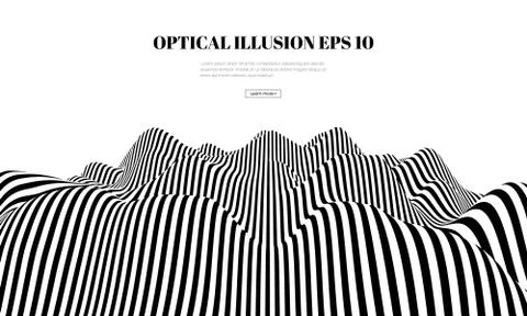 Optical illusion lines background. Abstract 3d black and white illusions Stock Illustration