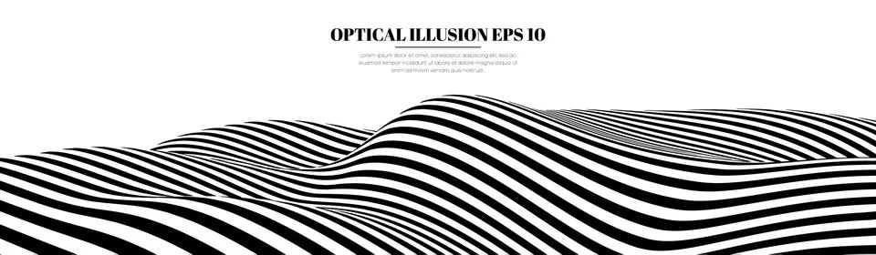 Optical illusion lines background. Abstract 3d black and white illusions. EPS 10 Illustrazione stock