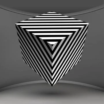 Optical illusion lines background. Abstract 3d black and white illusions Иллюстрация