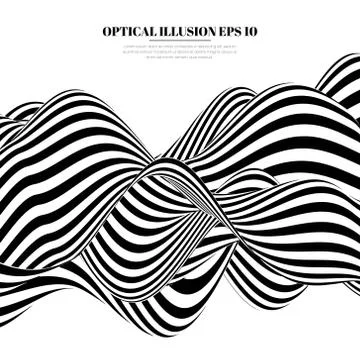 Optical illusion lines background. Abstract 3d black and white illusions Stock-Illustration