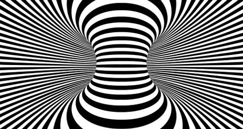 Optical illusion lines background. Abstract 3d black and white illusions Stock Illustration