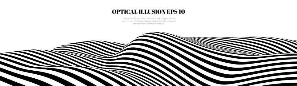 Optical illusion lines background. Abstract 3d black and white illusions. EPS 10 Illustrazione stock