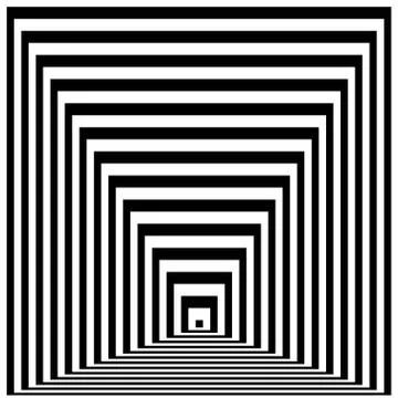 Optical illusion lines background. Abstract 3d black and white illusions Stock-Illustration