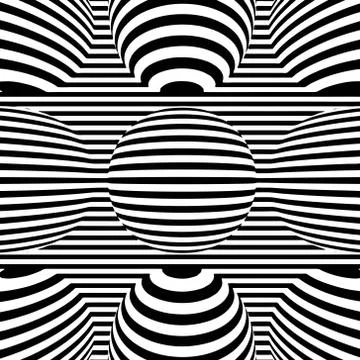Optical illusion lines background. Abstract 3d black and white illusions Иллюстрация