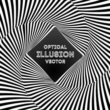 Optical illusion lines background. Abstract 3d black and white illusions Stock Illustration