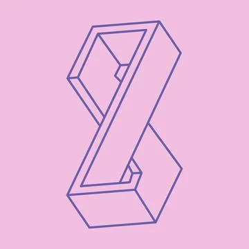 Optical illusion logo. Impossible shape. Sacred geometry figure. Abstract Illustrazione stock