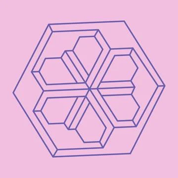 Optical illusion logo. Impossible shapes. Optical art object. Geometric figure. Illustrazione stock