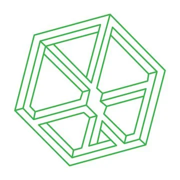 Optical illusion logo. Impossible shapes. Sacred geometry figures. Abstract Stock Illustration
