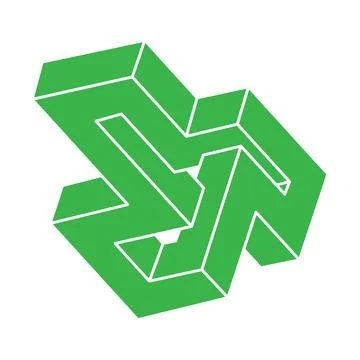 Optical illusion logo. Impossible shapes. Sacred geometry figure. Abstract Illustrazione stock