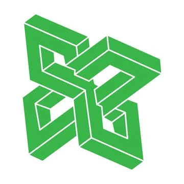 Optical illusion logo. Impossible shapes. Sacred geometry figure. Abstract Stock Illustration