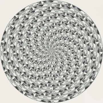 Optical illusion made from 1 dollar banknotes Foto stock