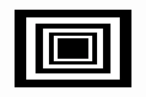 Optical illusion of nested black and white squares creating depth on a white  Stock Illustration