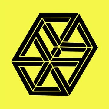 Optical illusion object. Escher paradox geometry. Sacred geometric figure Stock Illustration