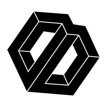 Optical illusion object, impossible figure, optical art. Unreal geometric shape Stock Illustration