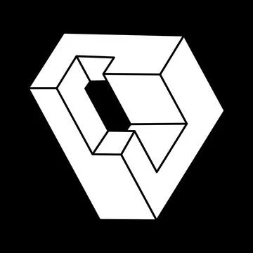 Optical illusion object. Impossible shapes. Web design element. Line design Ilustração Stock