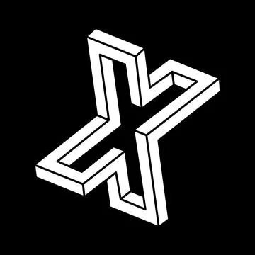 Optical illusion object. Impossible shapes. Web design element. Line design Stock Illustration
