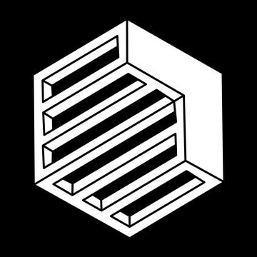 Optical illusion object. Impossible shapes. Web design element. Line design. Stock Illustration